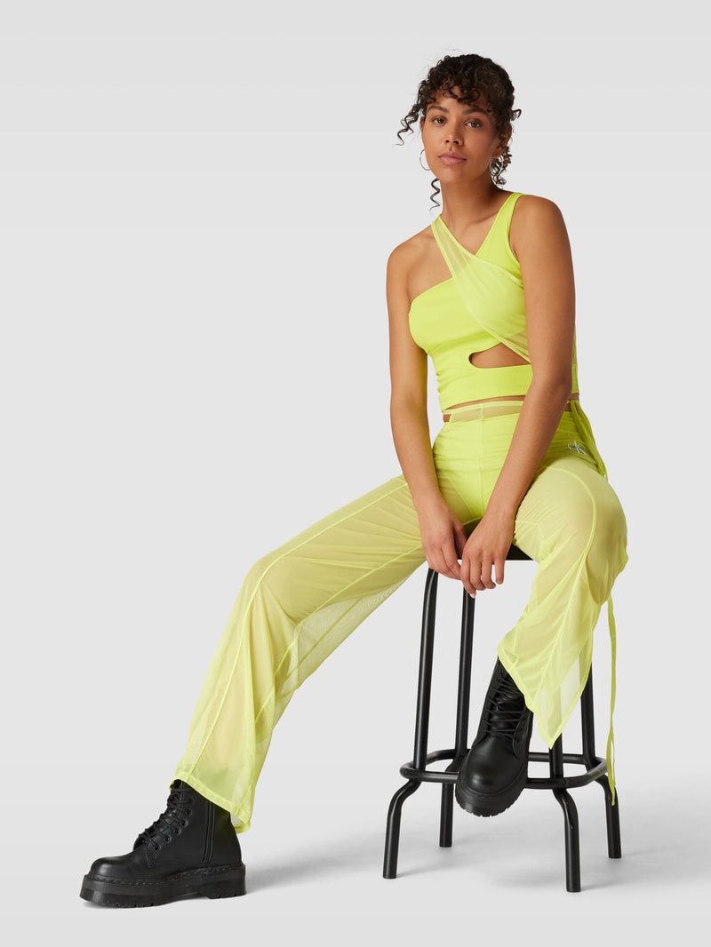 Crop Top mit Cut Out in neon gelb