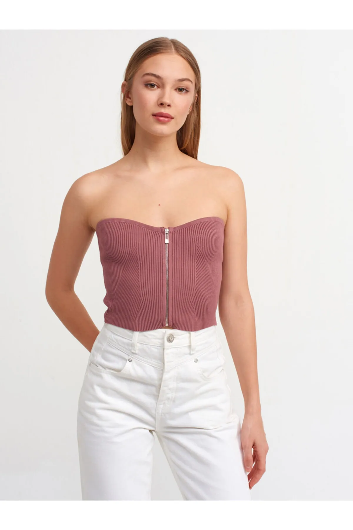 Dilvin  Damen-Bustier mit Reißverschluss in Rosa