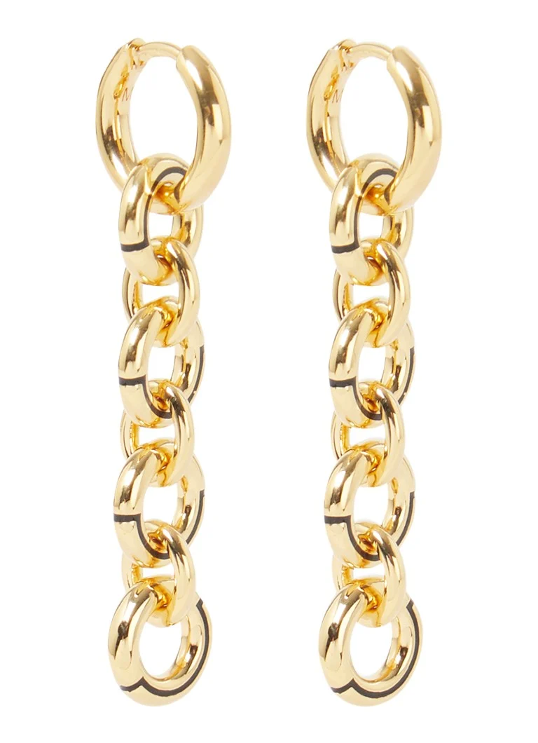 Missoma Black Enamel Drop Gold-Plated Hoop Earrings