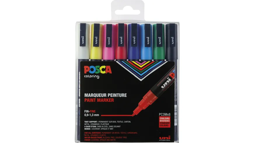 FABER-CASTELL  Marker UNI POSCA PC-3M 8er Set