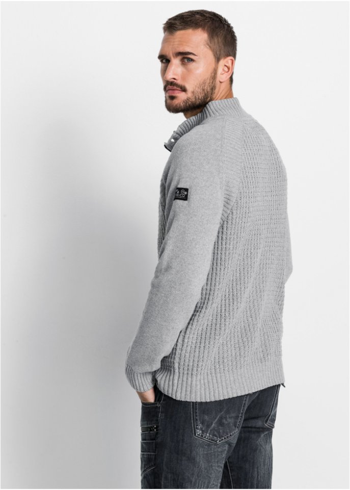 Stehkragen-Pullover mit recycelter Baumwolle