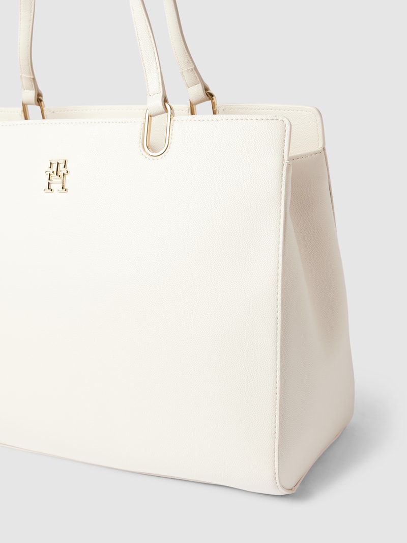 Shopper mit Label-Applikation in weiß