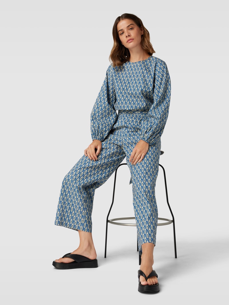 Blusenshirt aus Baumwolle mit Allover-Muster in jeans