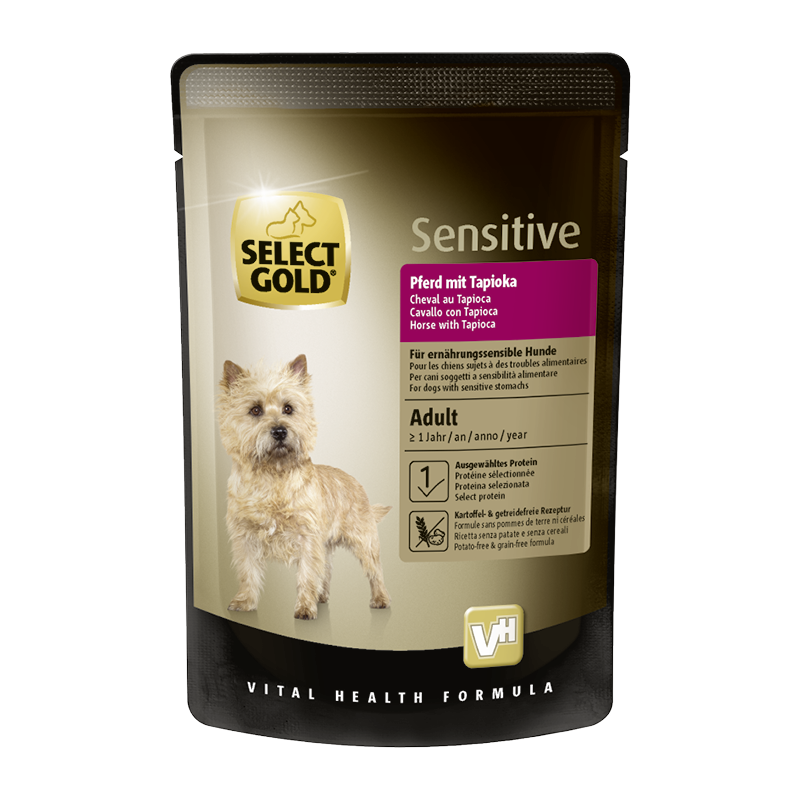 SELECT GOLD Hundenassfutter SELECT GOLD Sensitive Adult 12x100g Pferd mit Tapioka