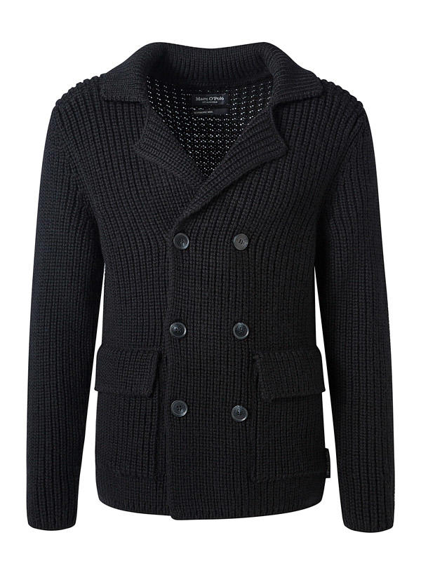 Marc O'Polo, Caban-Cardigan, Schurwolle-Baumwolle, schwarz