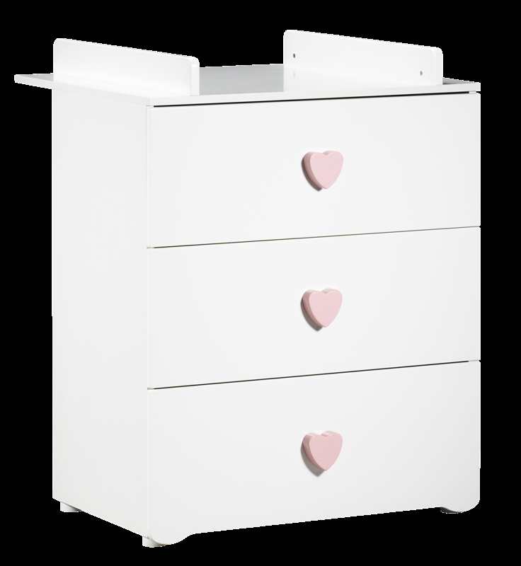 Commode à langer 2 en 1 boutons coeur Basic
