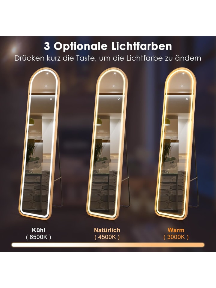 COSTWAY Ganzkörperspiegel LED 155cm in Gold günstig kaufen onesize