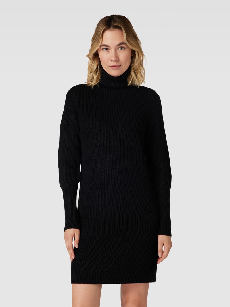 Knielanges Strickkleid mit Rollkragen Modell 'LOU' in schwarz