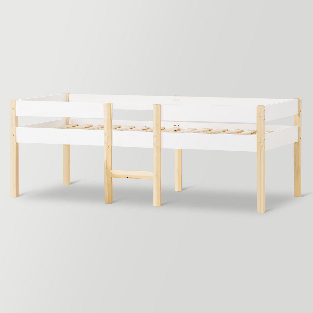 Etagenbett mit Rausfallschutz, Kinderbett aus massivholz, Einzelbett 90x190cm