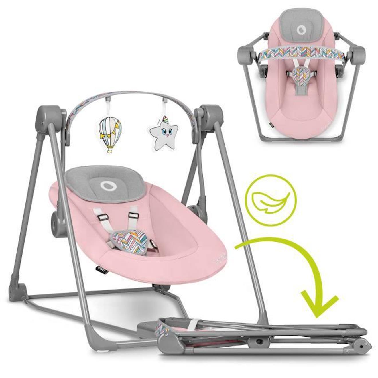 LIONELO Balancelle et transat bébé Otto sons nature 5 vitesses de balancement