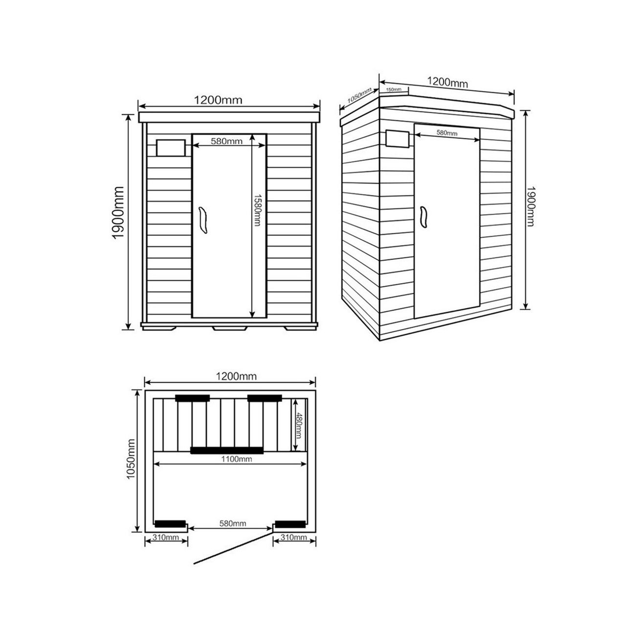 Home Deluxe Infrarotsauna REDSUN M 120 x 105 cm