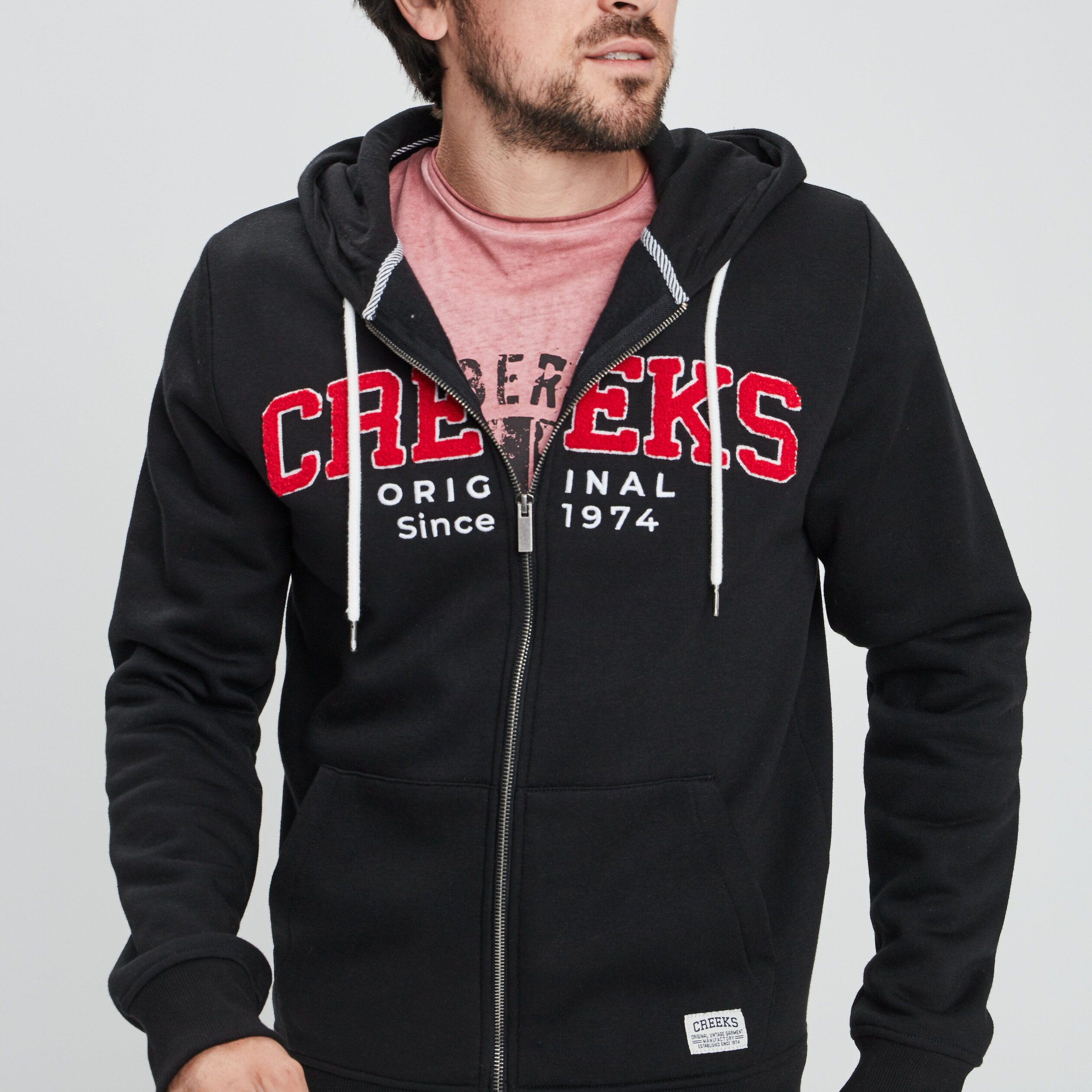 Sweat zippé à capuche Creeks noir homme | La Halle