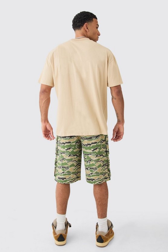 Camouflage Jorts mit Cargo-Taschen