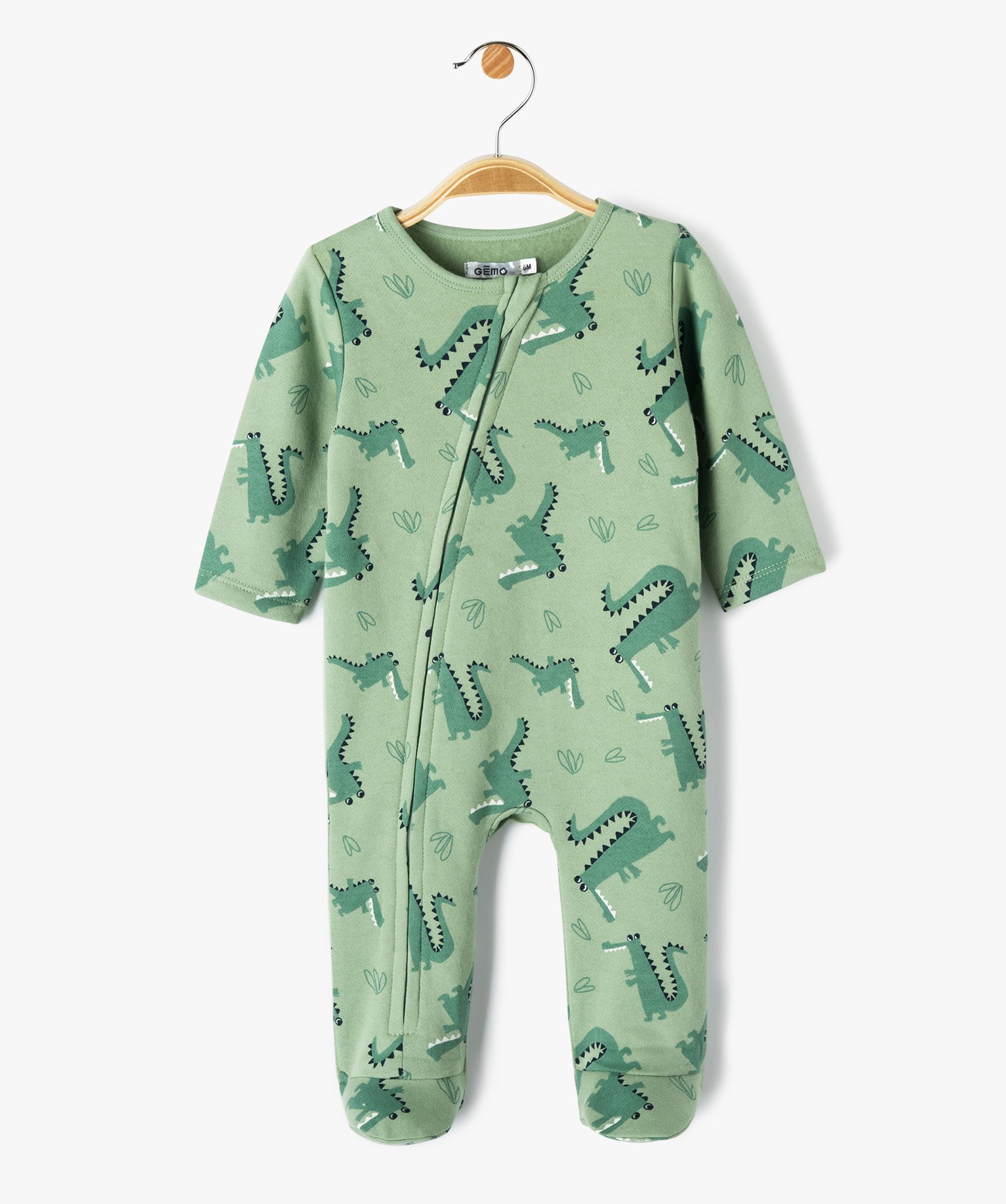 Pyjama dors-bien zippé intérieur molletonné bébé vert | GEMO