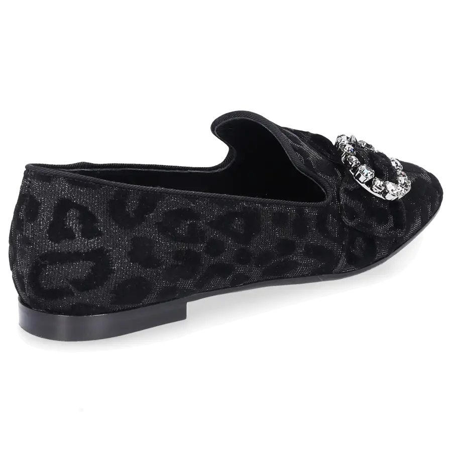 Dolce & Gabbana - Ballerinas JACKIE Kalbsleder Strassbrosche schwarz - schwarz