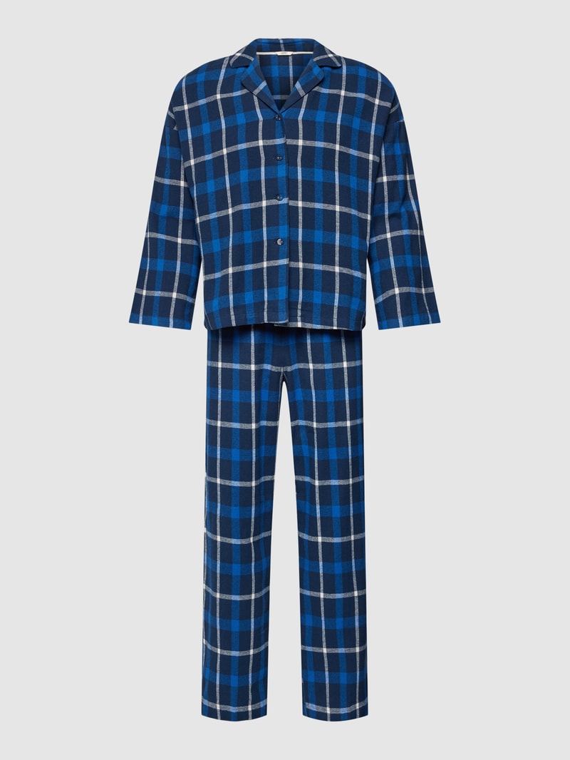 Pyjama mit Karomuster Modell 'SUS' in marineblau