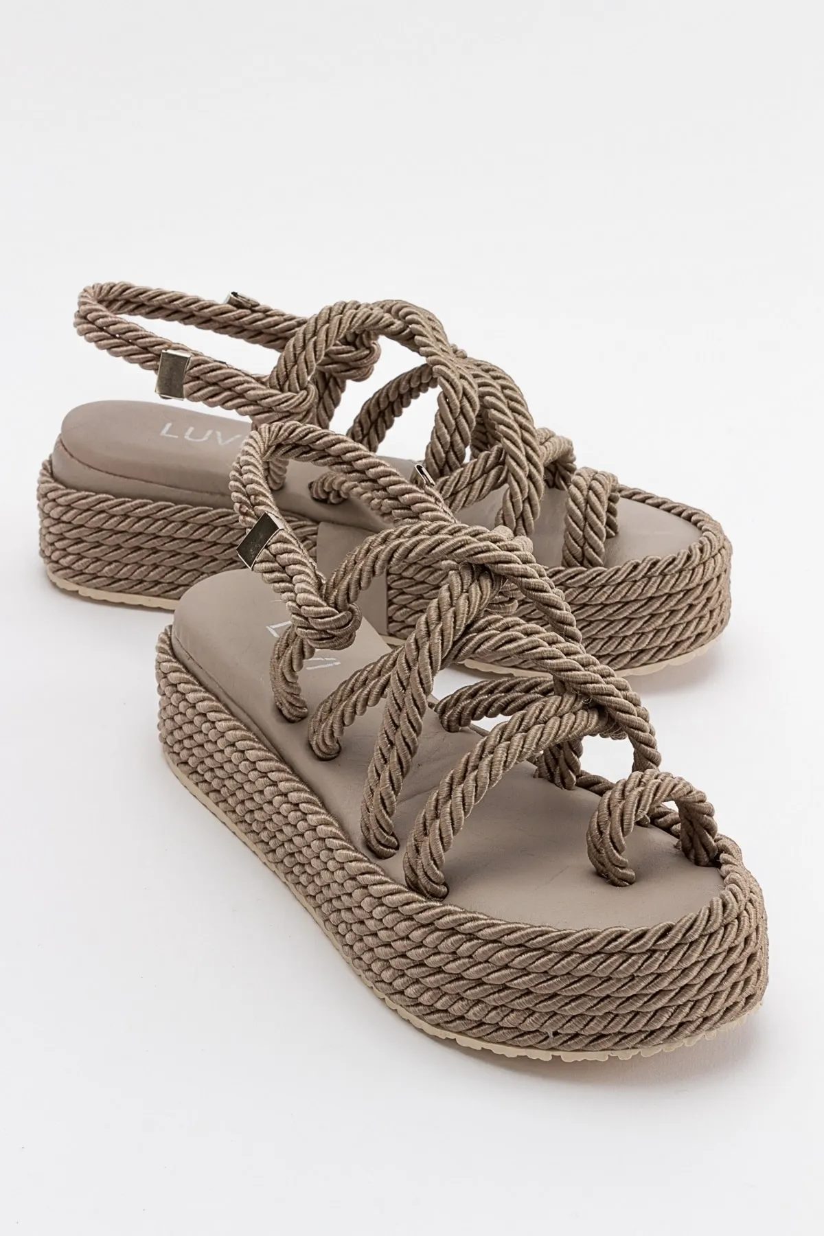 LuviShoes  Juney Dunkelbeige Damensandalen