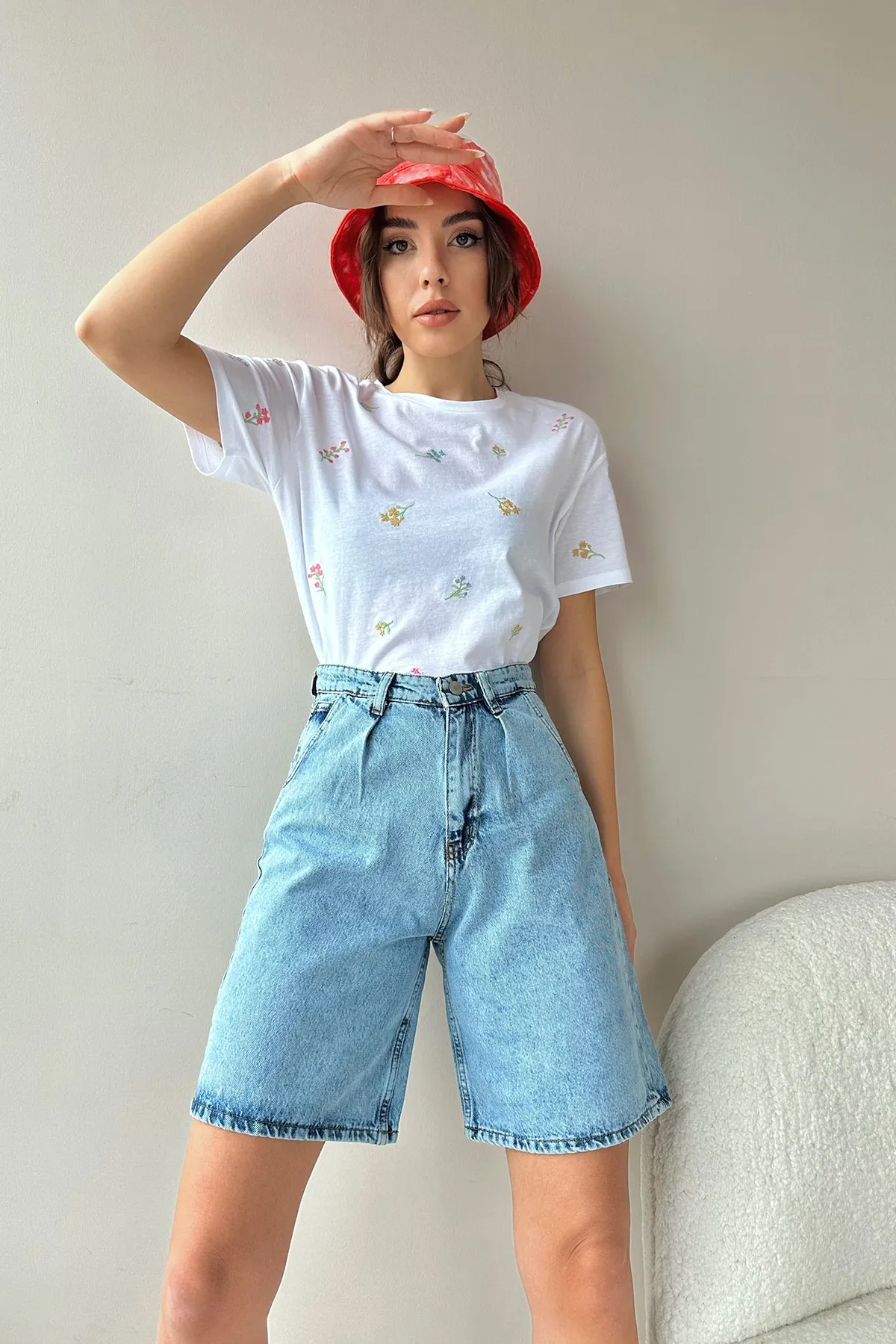 Trend Alaçatı Stili  Shorts - Blau - Hoher Bund