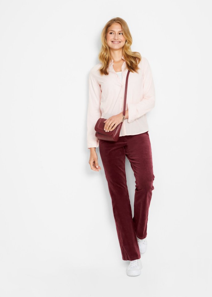 Stretch-Cord-Schlaghose mit High-Waist-Bequembund