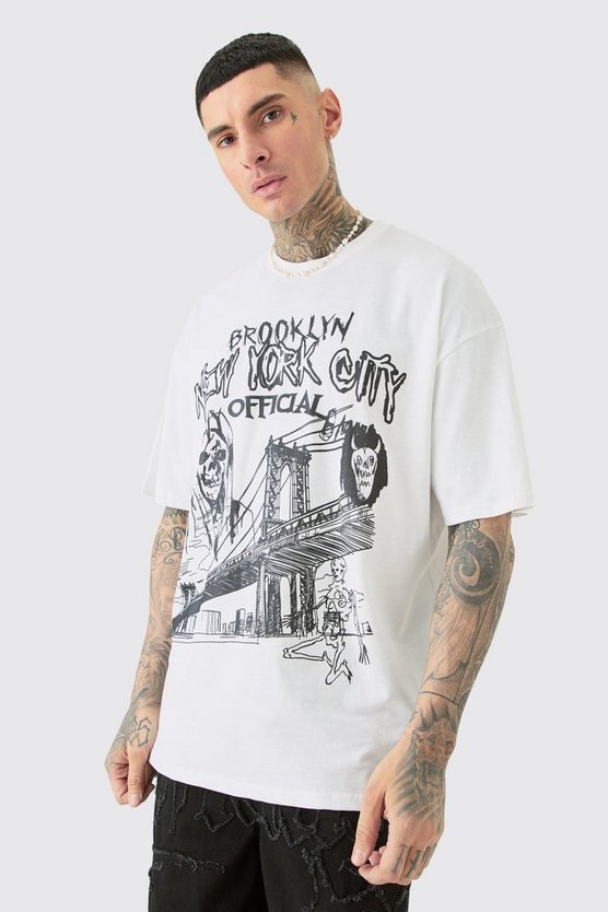 Tall Oversize T-Shirt mit Official City Print