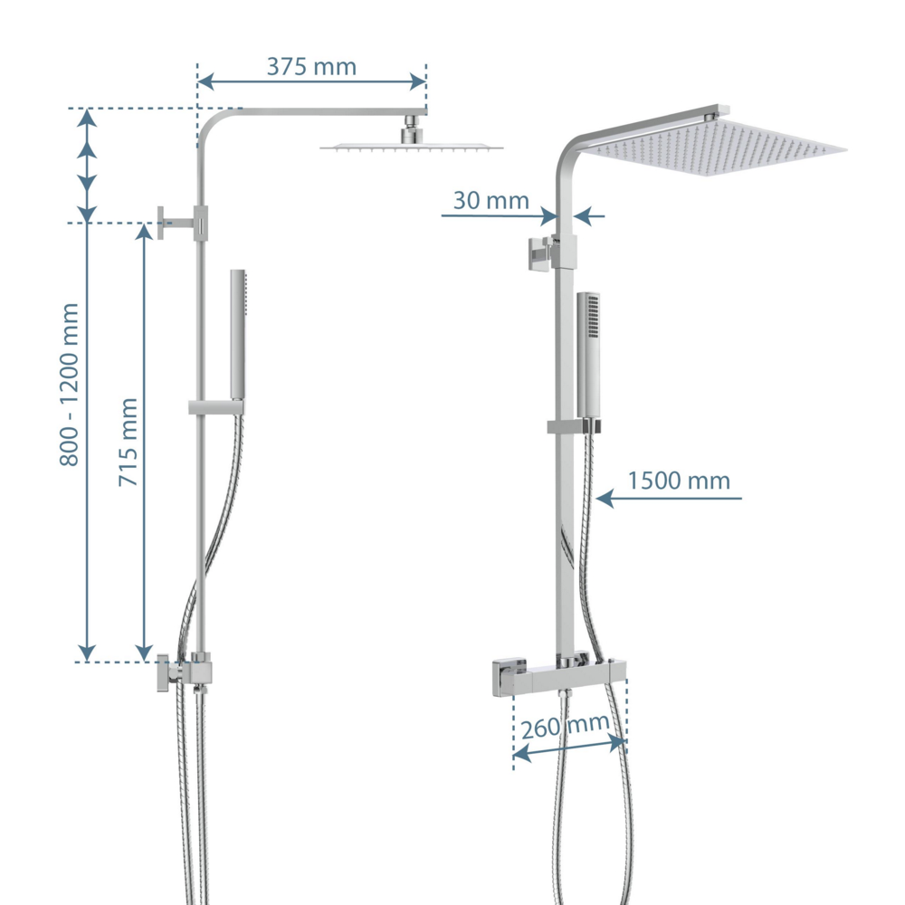 Schütte Duschset SUMBA, Duschsystem mit Thermostatarmatur Chrom
