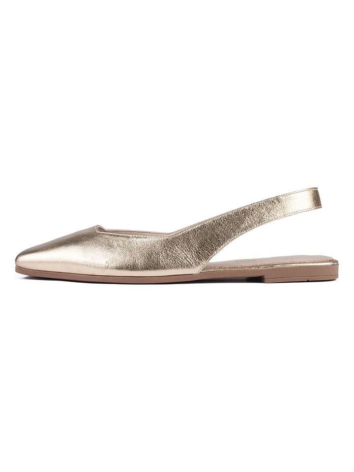 loft37 Leder-Slingballerinas in Gold günstig kaufen