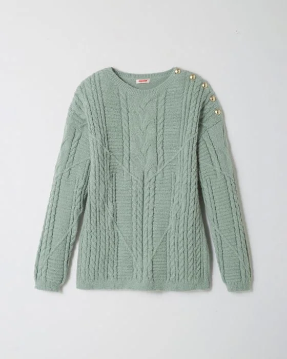 Pull chaud à torsades et boutons Thermolactyl