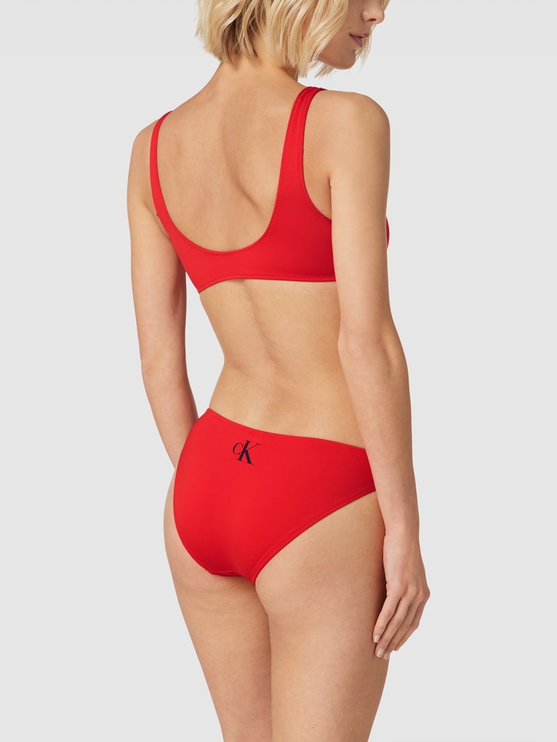 Bikini-Oberteil mit Label-Print in koralle