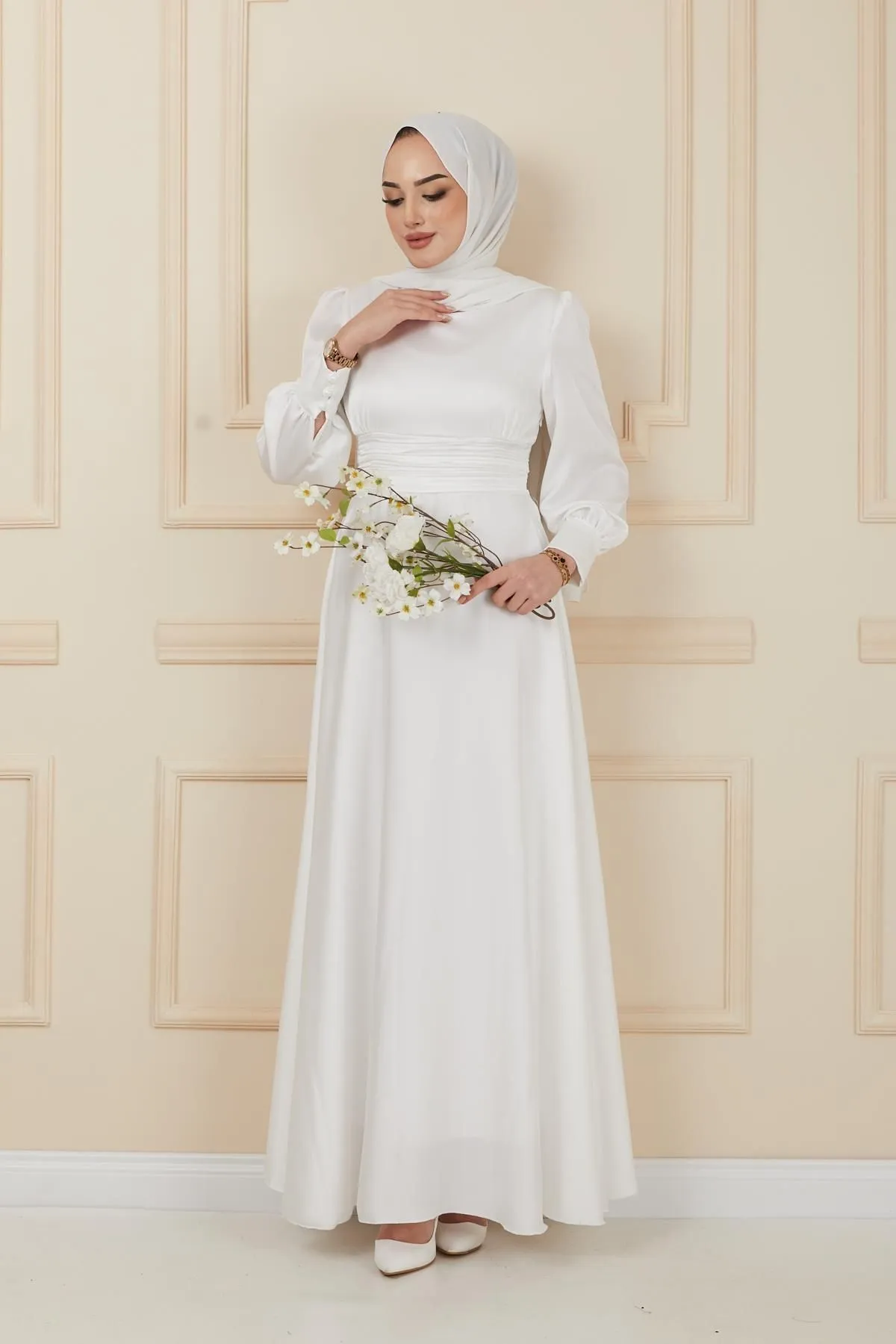 Olcay  Abendkleid - Ecru - Lang