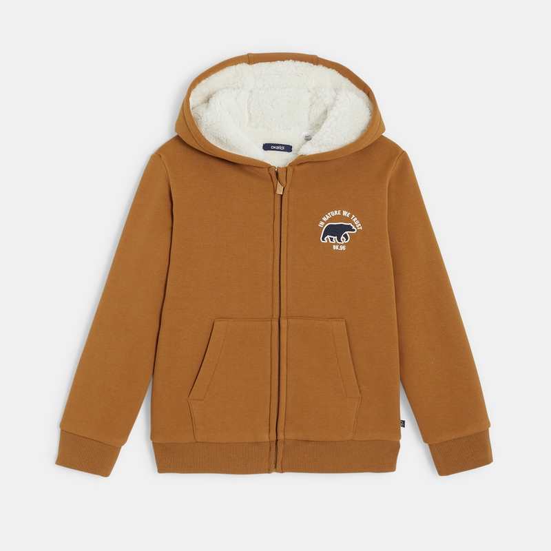 Sweat-shirt doublé en polaire sherpa orange garçon