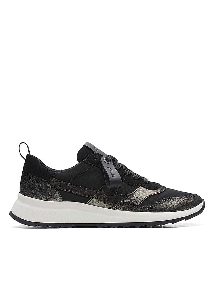 Clarks Leder-Sneakers in Schwarz günstig kaufen 40