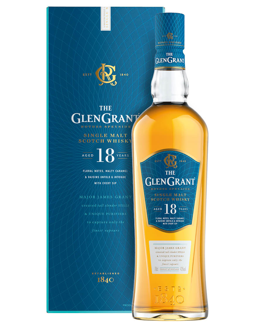 Single Malt Scotch Whisky 18 Years Old Glen Grant 0,7 ℓ, En Étui