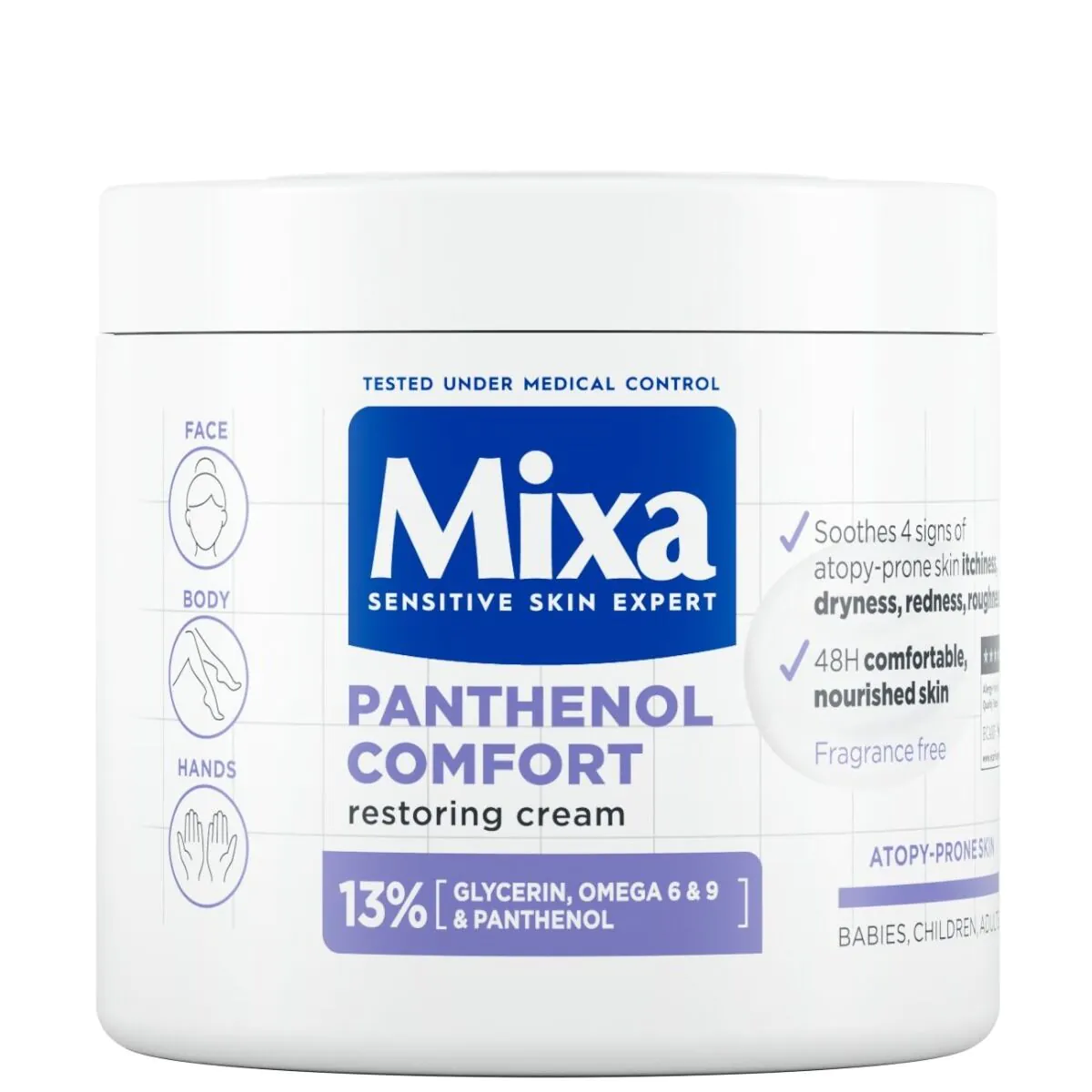 Mixa Panthenol Comfort umirujuća krema za lice i tijelo za atopičnu kožu