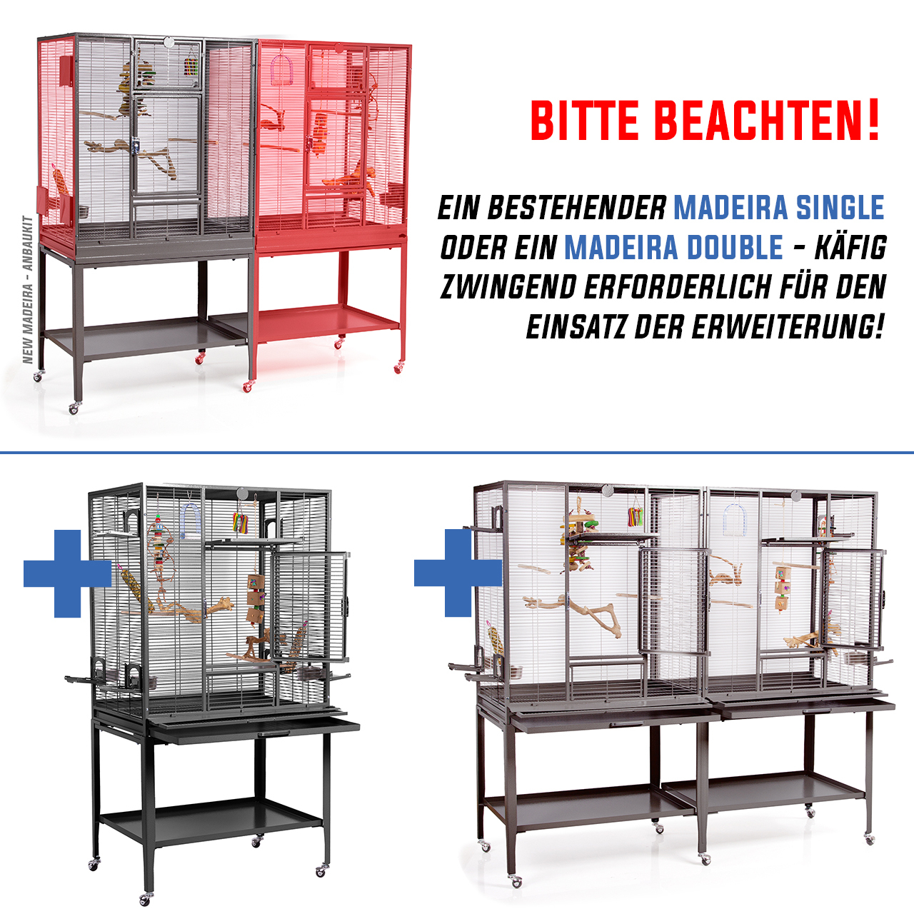 Montana Cages Käfige & Volieren Montana Cages Erweiterungs-Modul New Madeira dunkelgrau