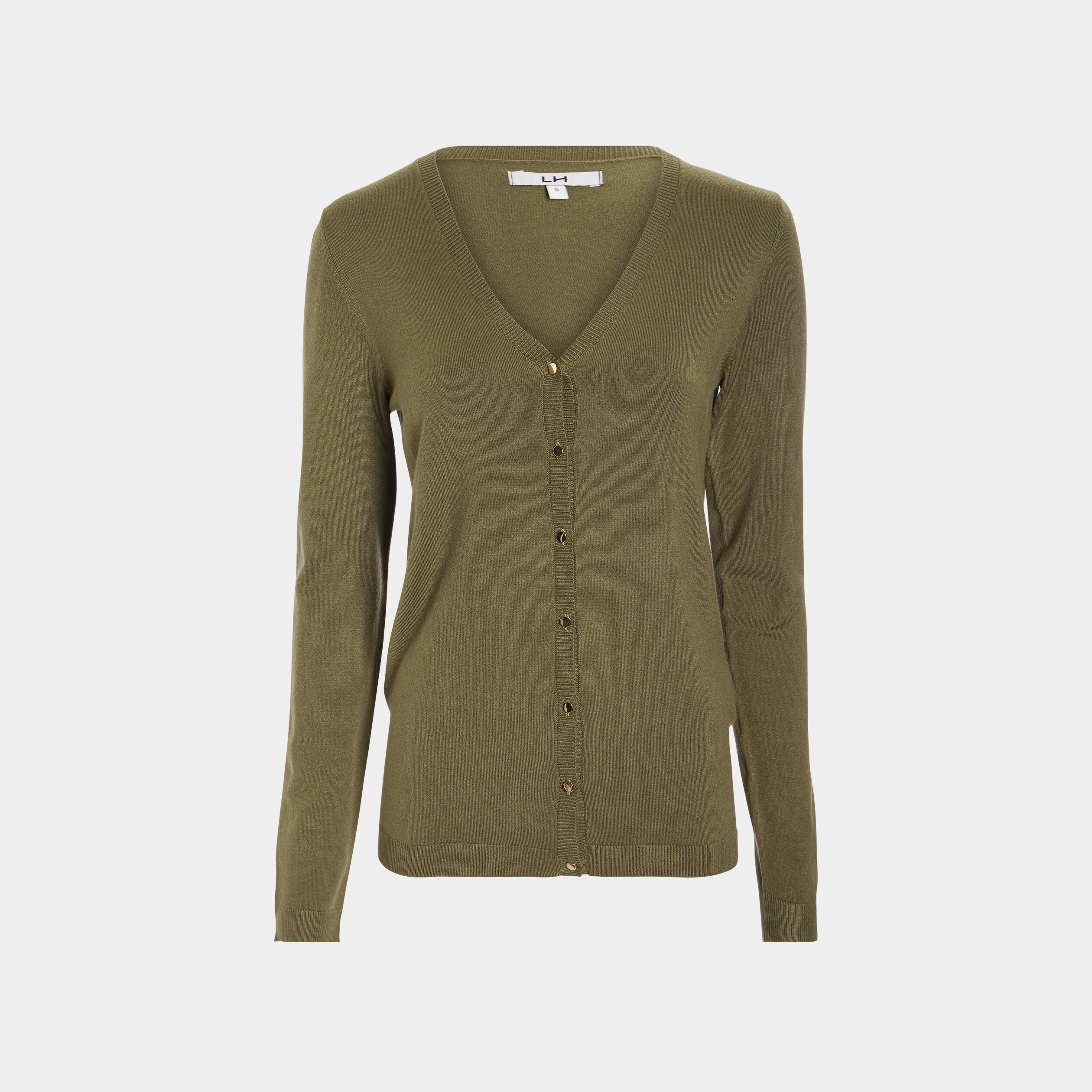 Gilet boutonné avec col en V vert kaki femme | La Halle