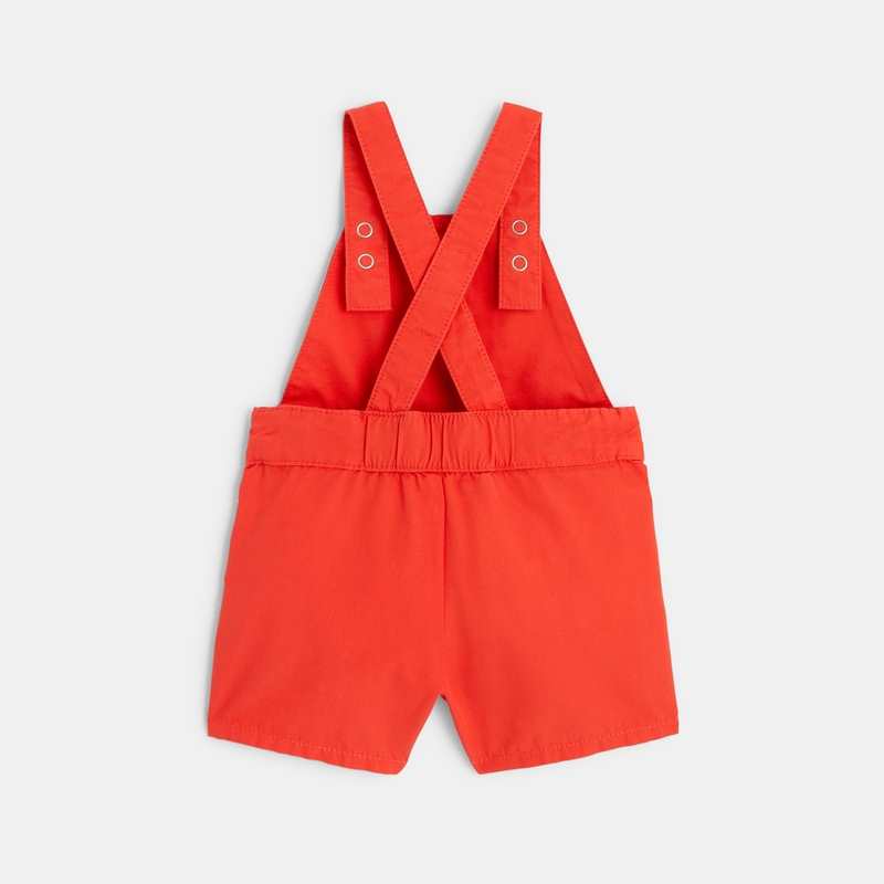 Salopette short coton fantaisie rouge bébé fille