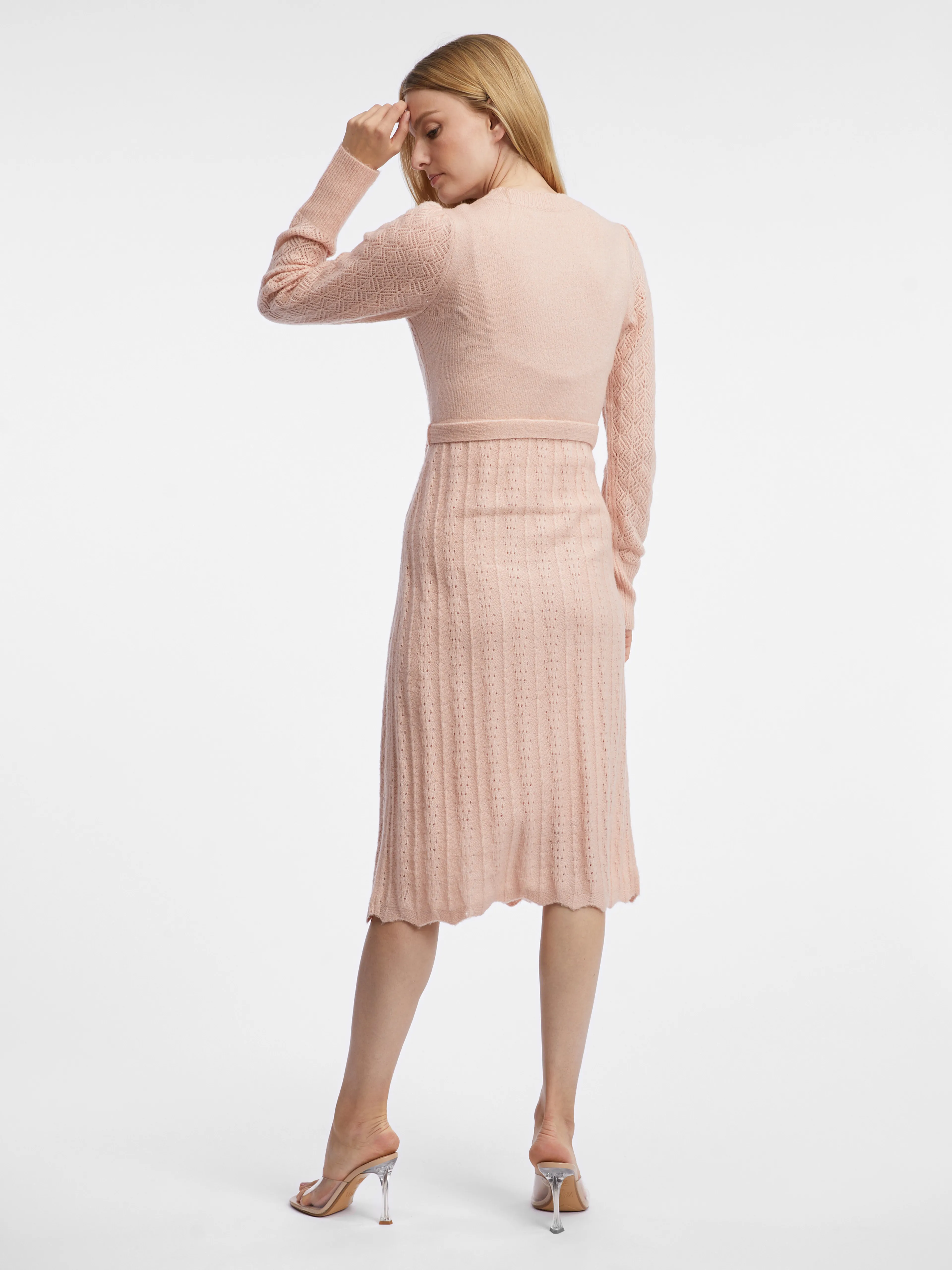Hellrosa Damen-Pulloverkleid mit Wollmischung ORSAY