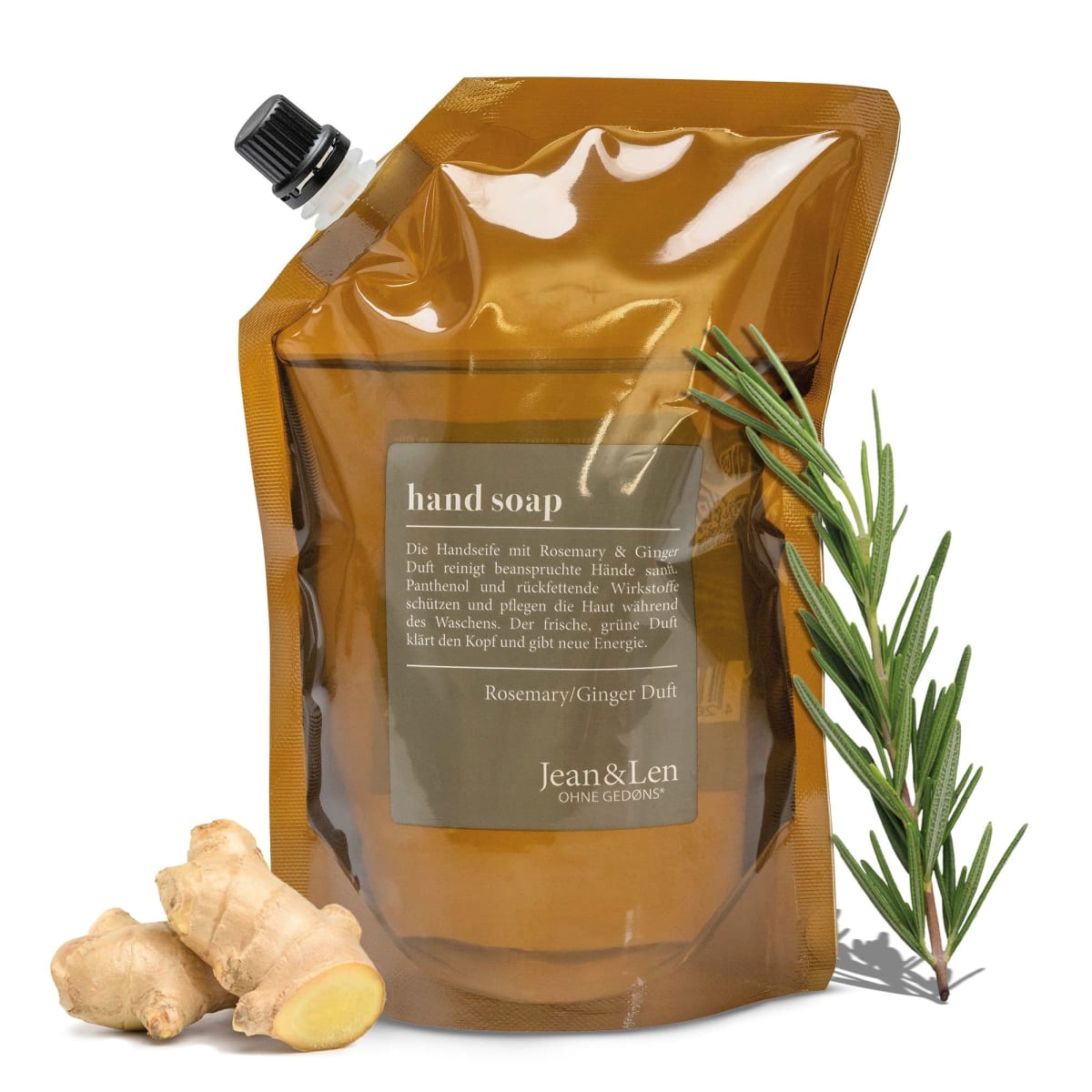 Flüssigseife rosemary & ginger, Rosmarin & Ingwer, Nachfüllpack, 0,5 l