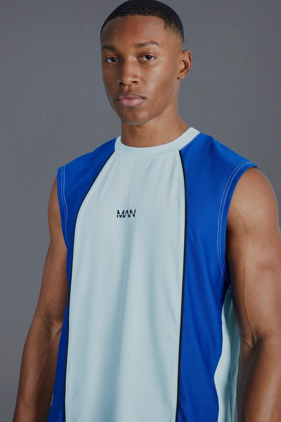 Man Active Muscle-Fit Colorblock Tanktop