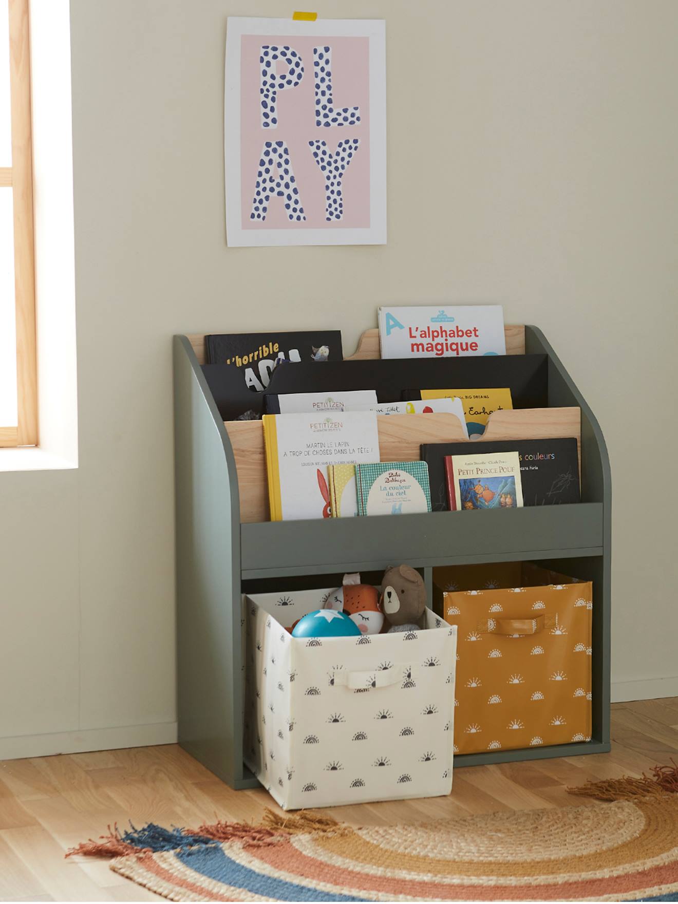 Vertbaudet Kinder Bücherregal SCHOOL, 2 Fächer - rosa