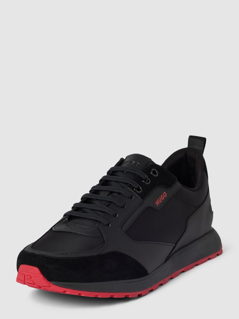 Sneaker aus Leder mit Kontrastbesatz Modell 'Icelin' in schwarz