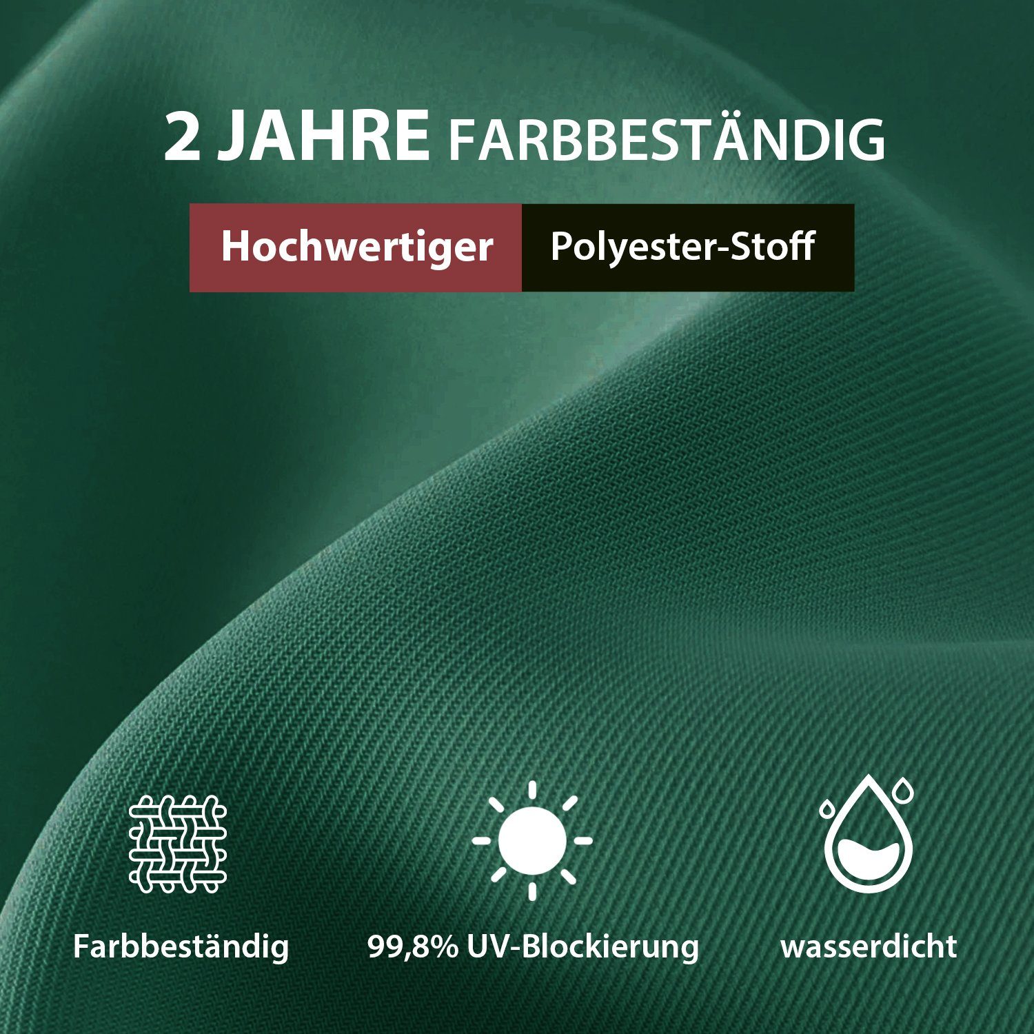 Sekey Sonnenschirm 220 cm Gartenschirm Strandschirm Marktschirm knickbar Balkonschirm, LxB: 220,00x220,00 cm, für Terrasse, Balkon, Garten, Sonnenschutz UV50+