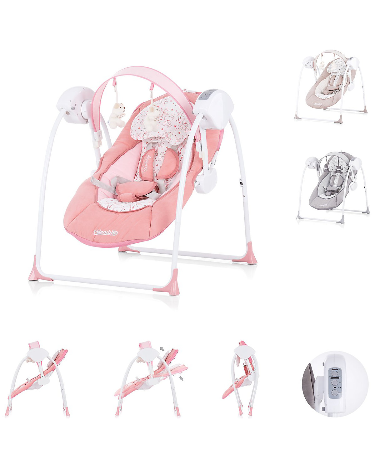Babywippe Lullaby klappbar Musik Schwingfunktion, Timer, Spielbogen Babywippen
