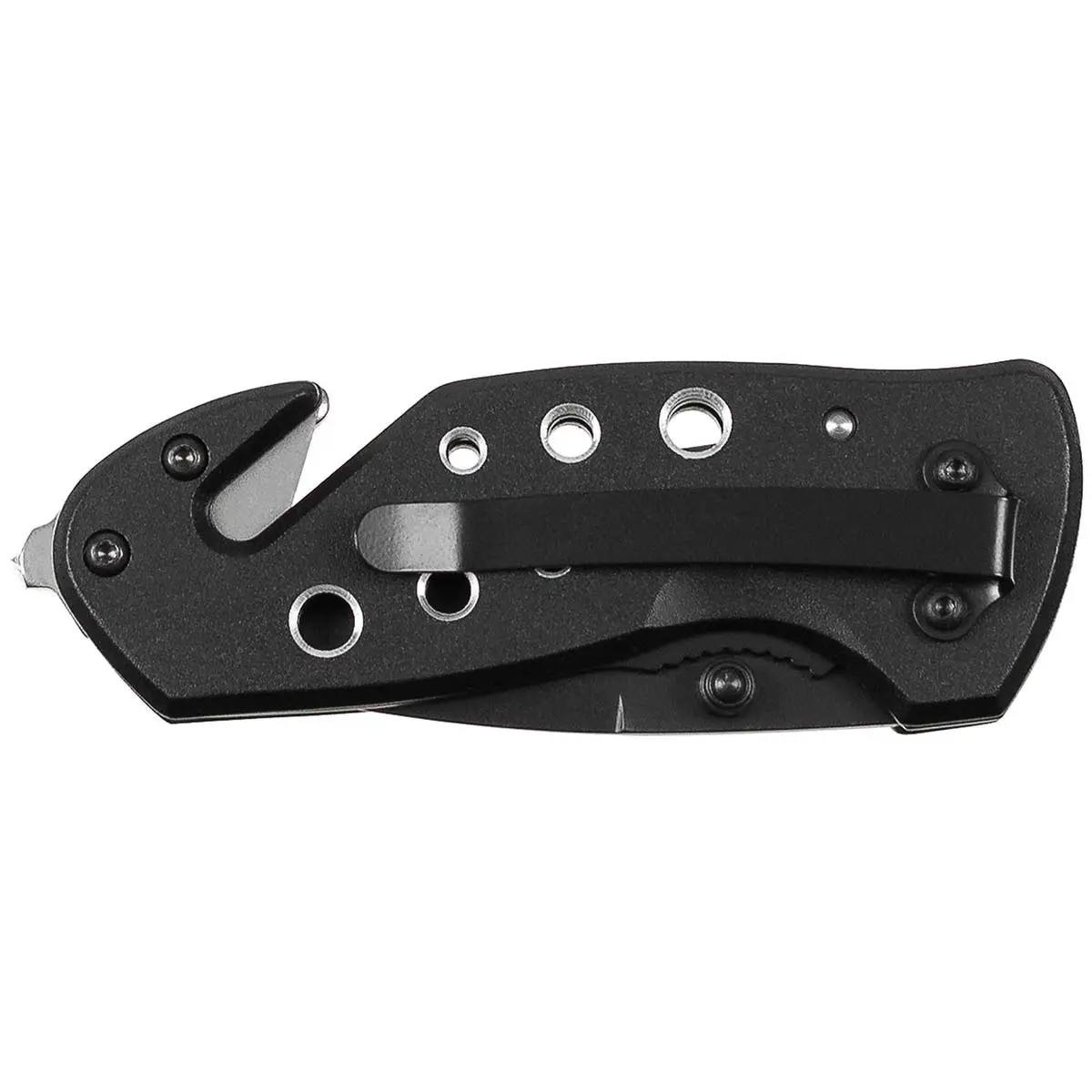 Einhand Klappmesser mit Gurtschneider schwarz
