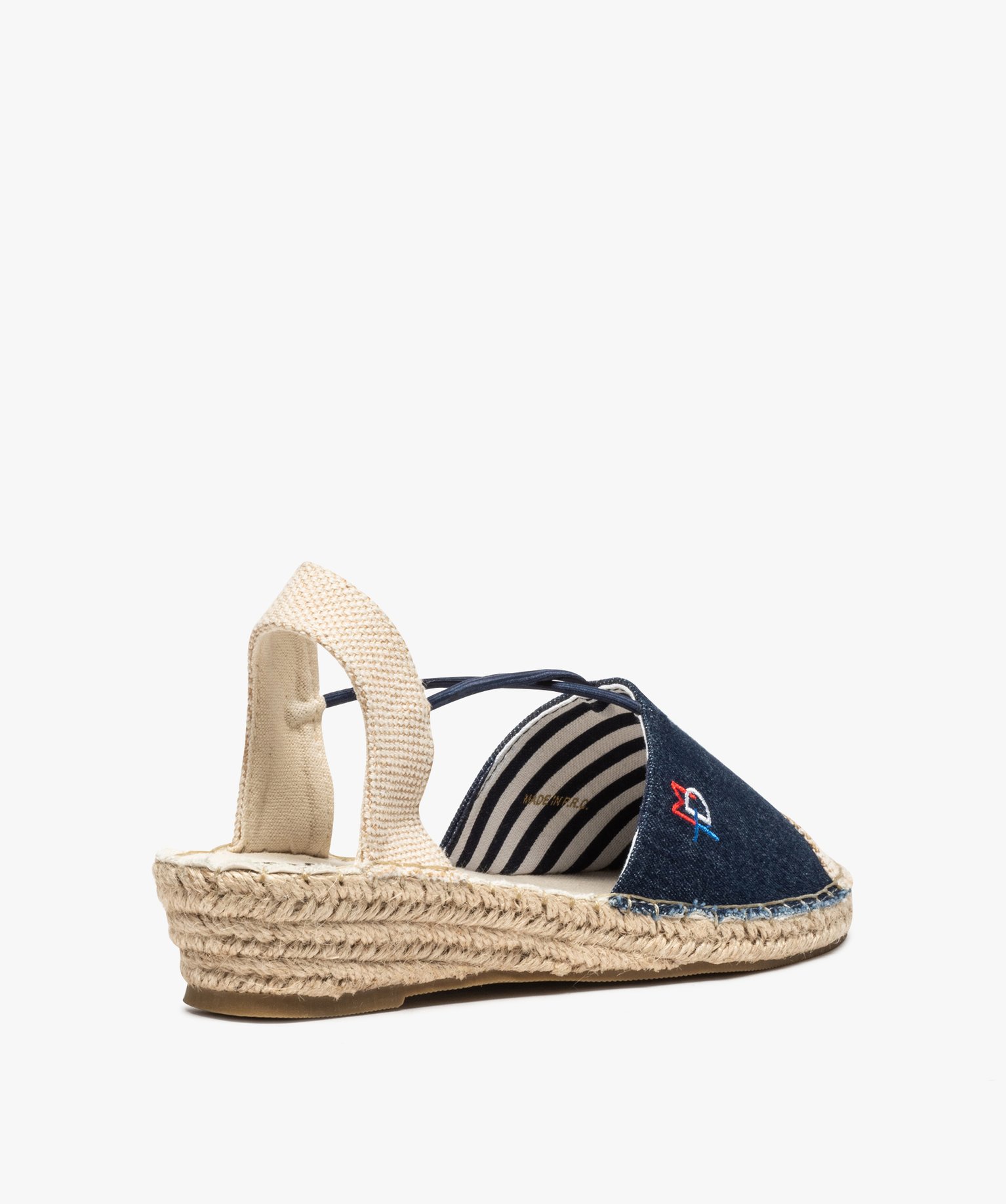 Sandales femme en toile à talon compensé – Terre de Marins bleu | GEMO