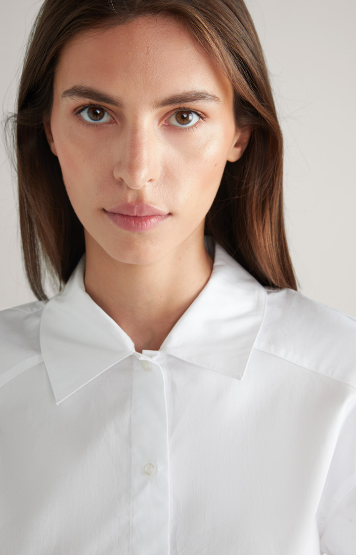 Baumwoll-Twill-Bluse in Weiß