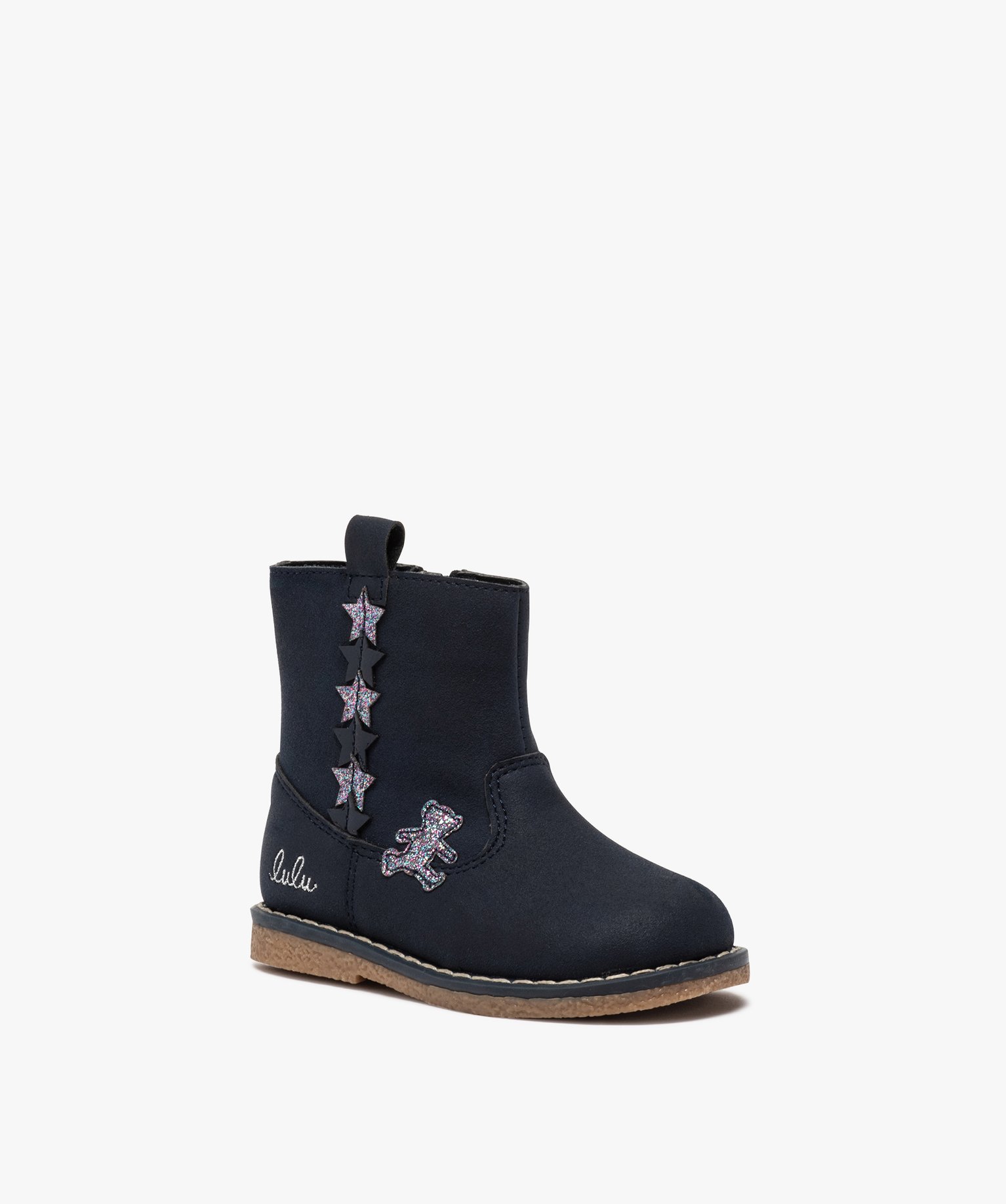 Boots bébé fille zippés à détails pailletés – Lulu C... marine | GEMO