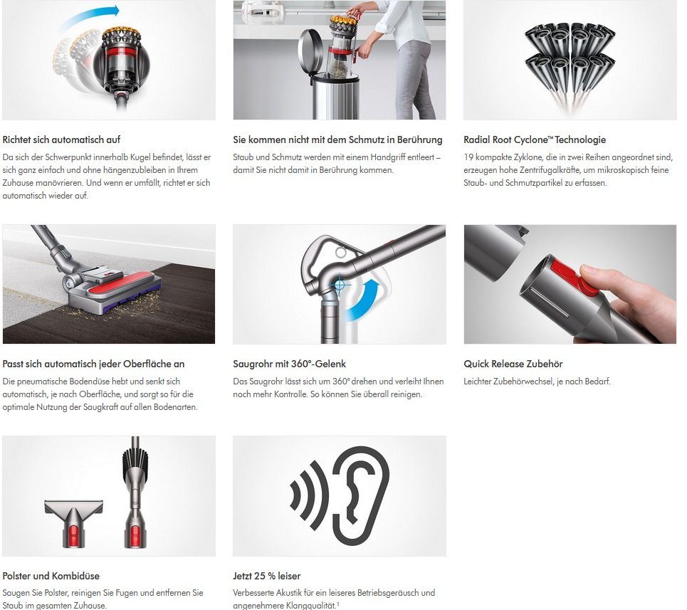 DYSON Bodenstaubsauger Big Ball Parquet 2 Staubsauger Beutellos, inkl. 4 Düsen, Boden, Beutellos, Bodenstaubsauger ohne Beutel Handstaubsauger