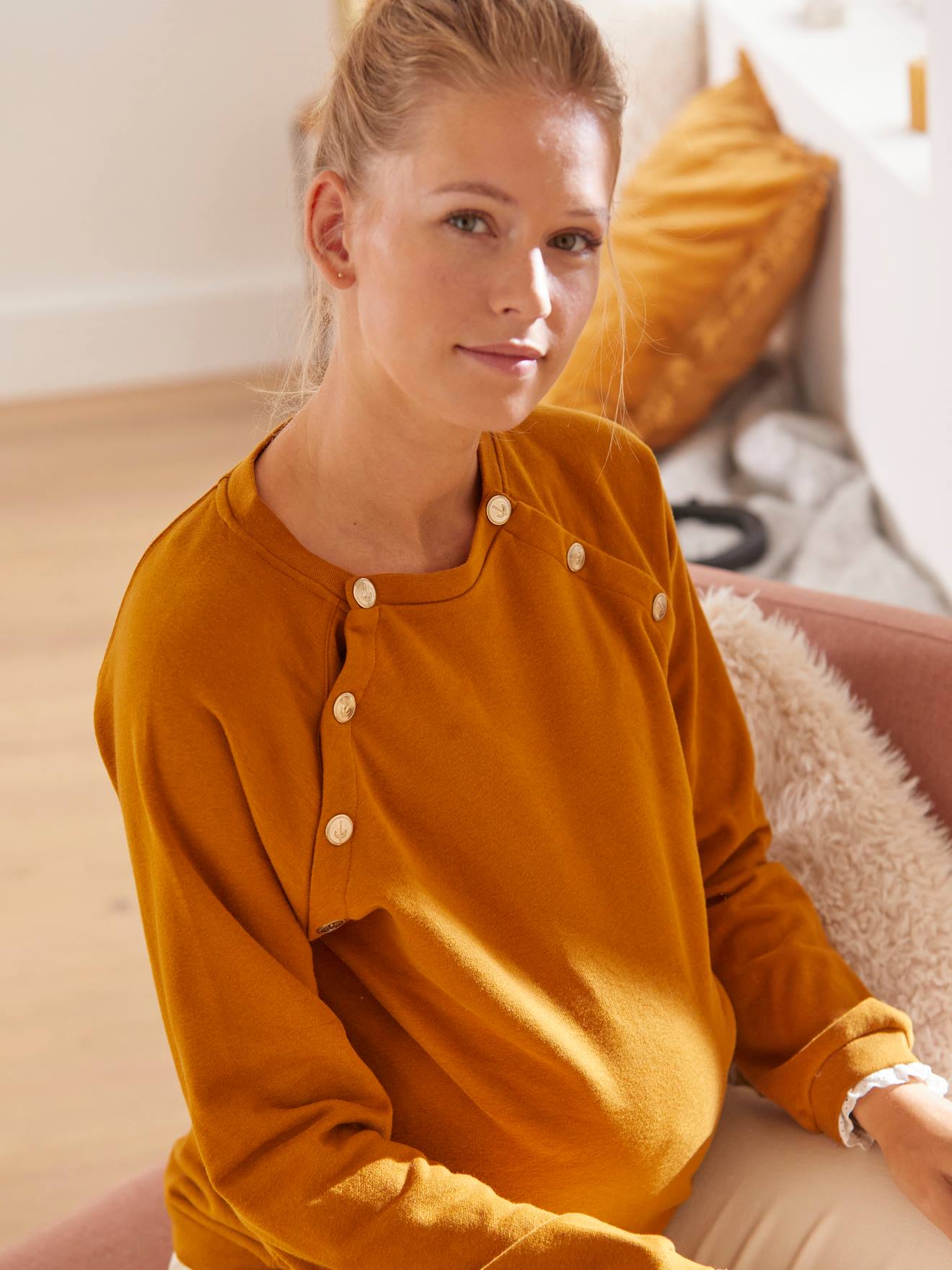 Vertbaudet Sweatshirt, Schwangerschaft & Stillzeit - camelfarben