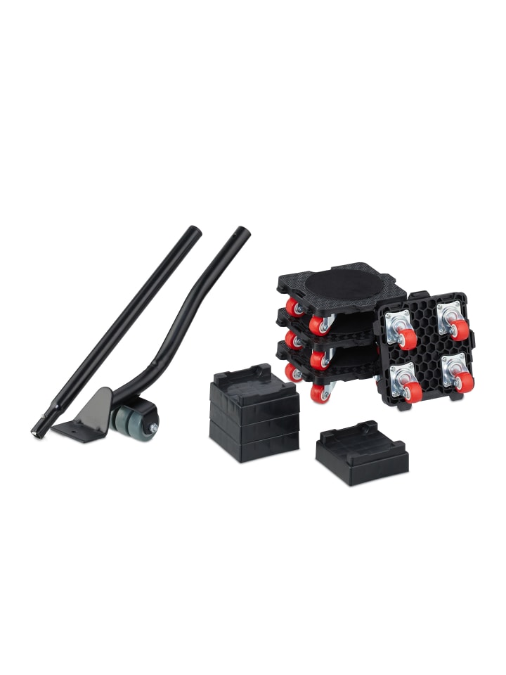 relaxdays Möbelheber und Möbelroller Set in Schwarz/ Rot günstig kaufen onesize